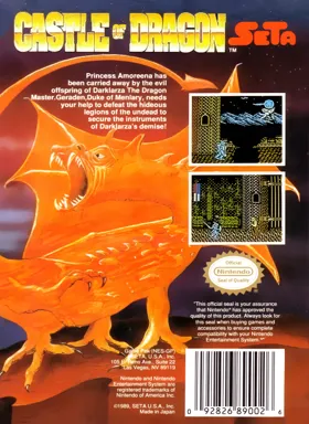 Castle of Dragon (USA) box cover back